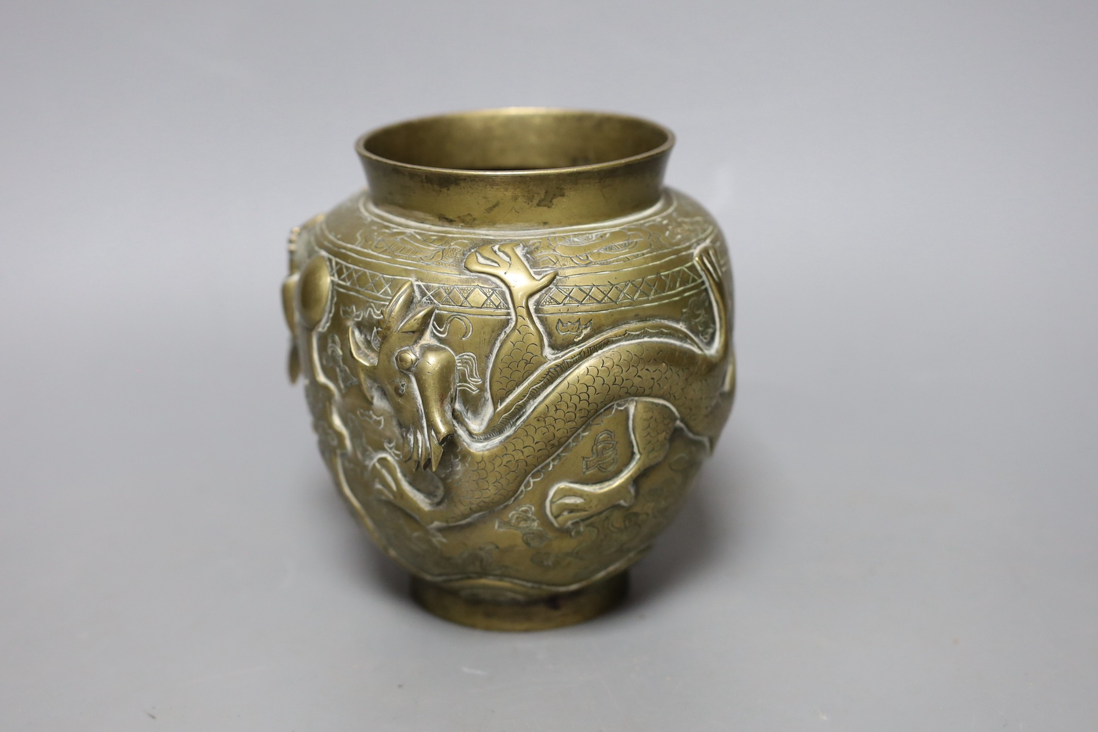 A Chinese bronze ‘dragon’ vase, early 20th century, 14cm